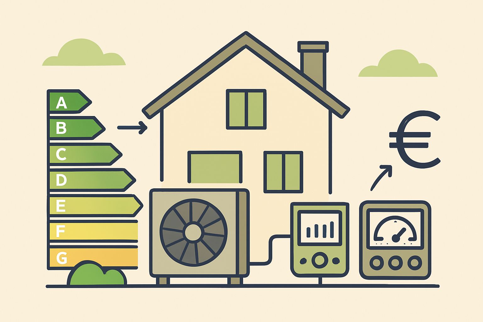 EnergieberaterVerzeichnis.de - Energieberater und Wärmepumpe in einem Wohnhaus, technische Messgeräte, sachliche Umgebung