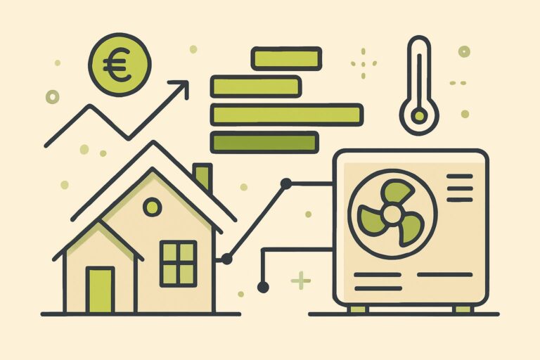 EnergieberaterVerzeichnis.de - Technische Gebäudeanalyse und Wärmepumpe mit Sensoren und Messpunkten, visualisierte Datenebenen, moderner Stil