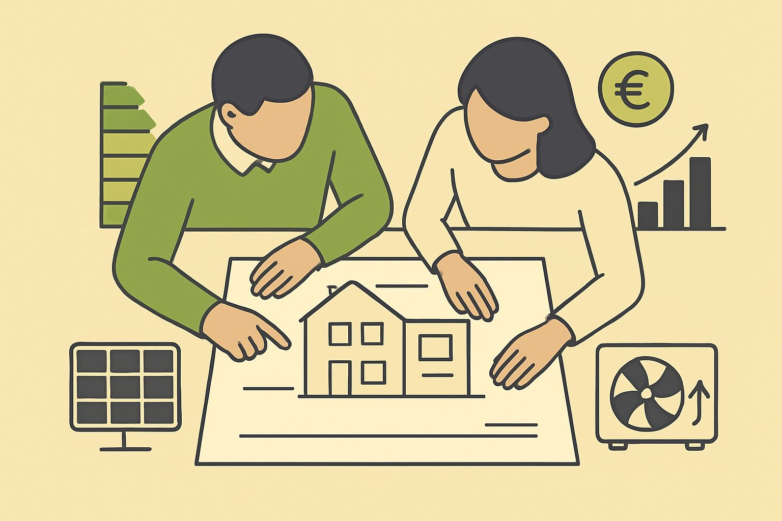 EnergieberaterVerzeichnis.de - Energieberater und Hausbesitzer sehen sich gemeinsam Baupläne an