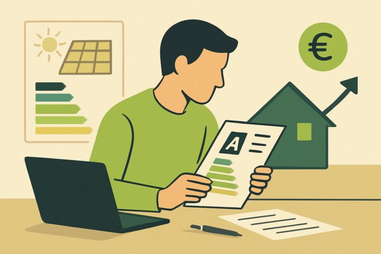 EnergieberaterVerzeichnis.de - Energieberater in Ausbildung liest offizielle Energiezertifizierungsdokumente