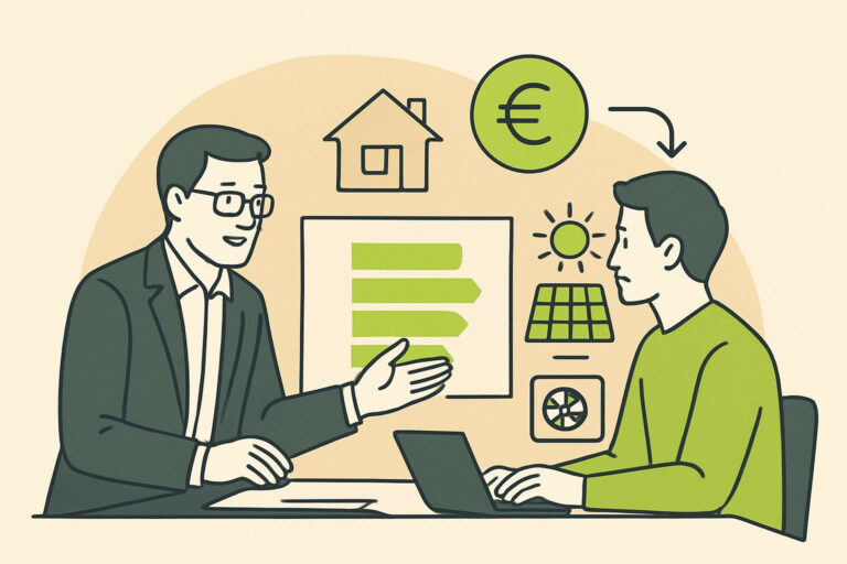 EnergieberaterVerzeichnis.de - Erfahrener Energieberater betreut einen Auszubildenden während einer Beratung