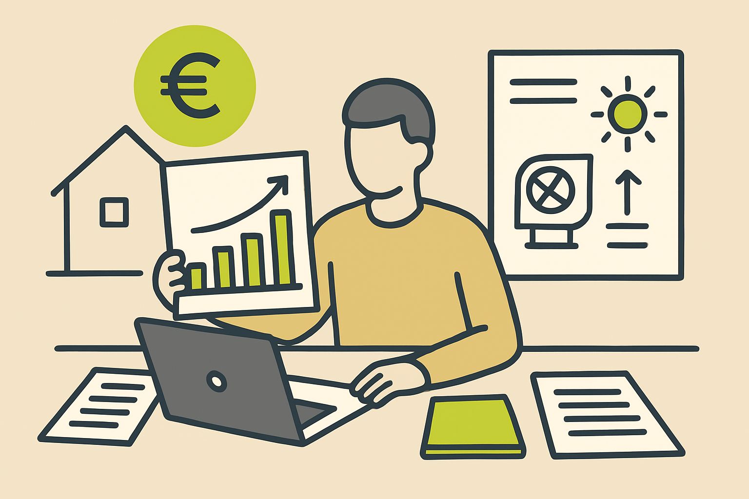 EnergieberaterVerzeichnis.de - Energieberater kombiniert praktische Beratung und Schulungsunterlagen auf einem Schreibtisch